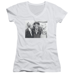 The Three Stooges Cutoff Juniors V-Neck T-Shirt Juniors V-Neck T-Shirt The Three Stooges   