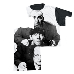 The Three Stooges Three Stacked Men's Black Back T-Shirt Men's Black Back T-Shirt The Three Stooges   