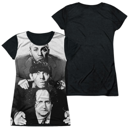The Three Stooges Three Stacked Juniors Black Back T-Shirt Juniors Black Back T-Shirt The Three Stooges   