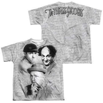 The Three Stooges Signature youth all-over print t-shirt for ages 8 to 12