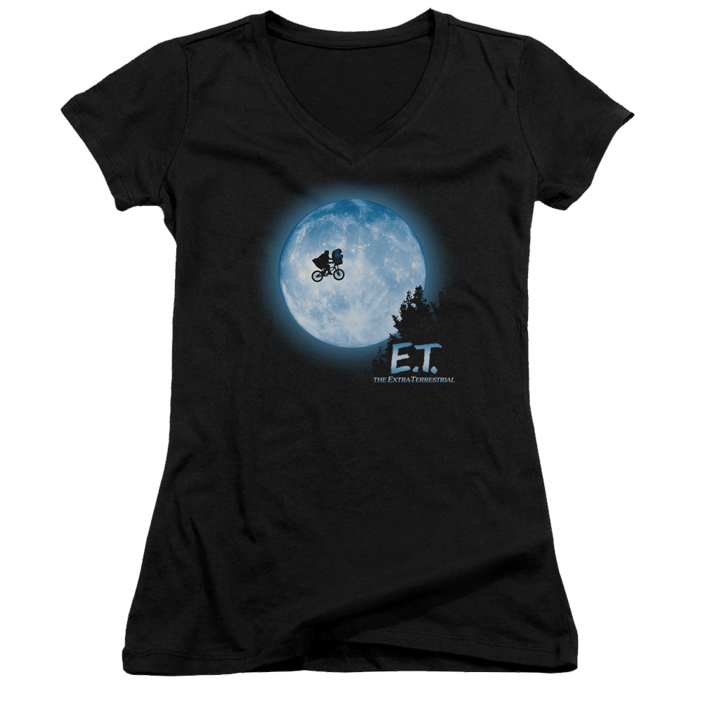 E.T. Moon Scene - Juniors V-Neck T-Shirt Juniors V-Neck T-Shirt E.T.   