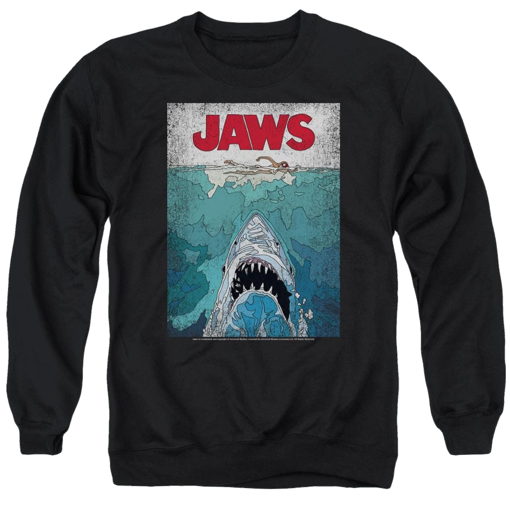 Jaws Lined Poster Men's Crewneck Sweatshirt Men's Crewneck Sweatshirt Jaws   