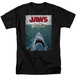 Jaws Lined Poster Men's Regular Fit T-Shirt Men's Regular Fit T-Shirt Jaws   