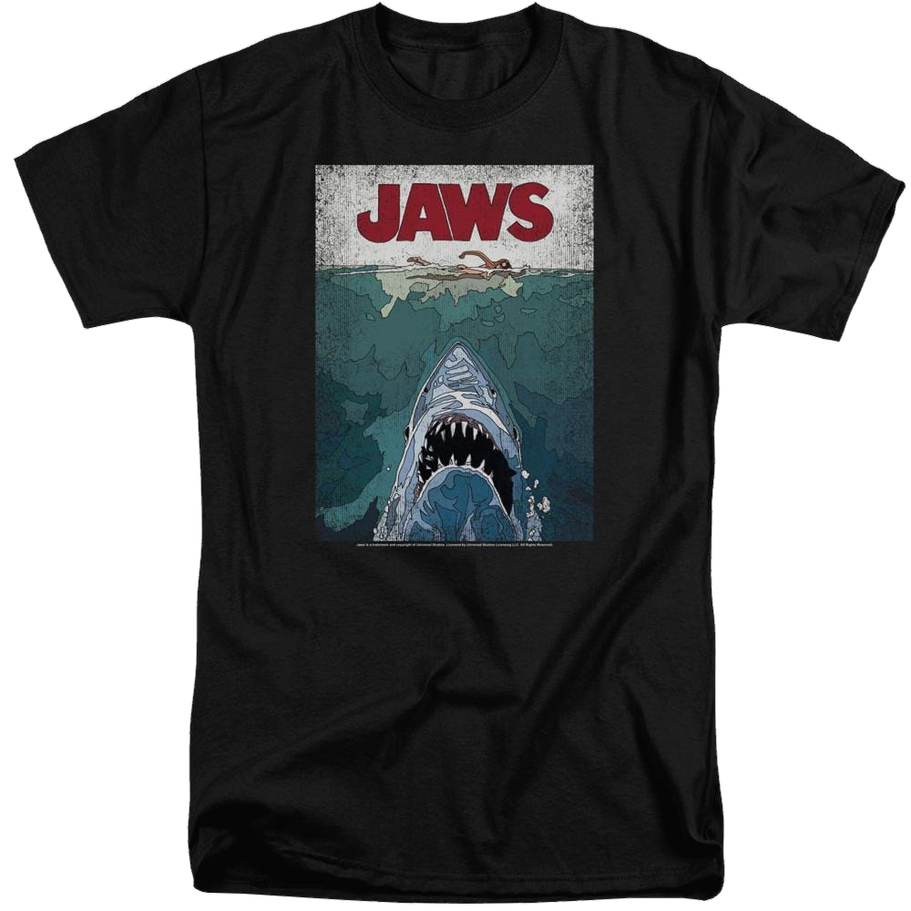 Jaws Lined Poster Men's Tall Fit T-Shirt Men's Tall Fit T-Shirt Jaws   