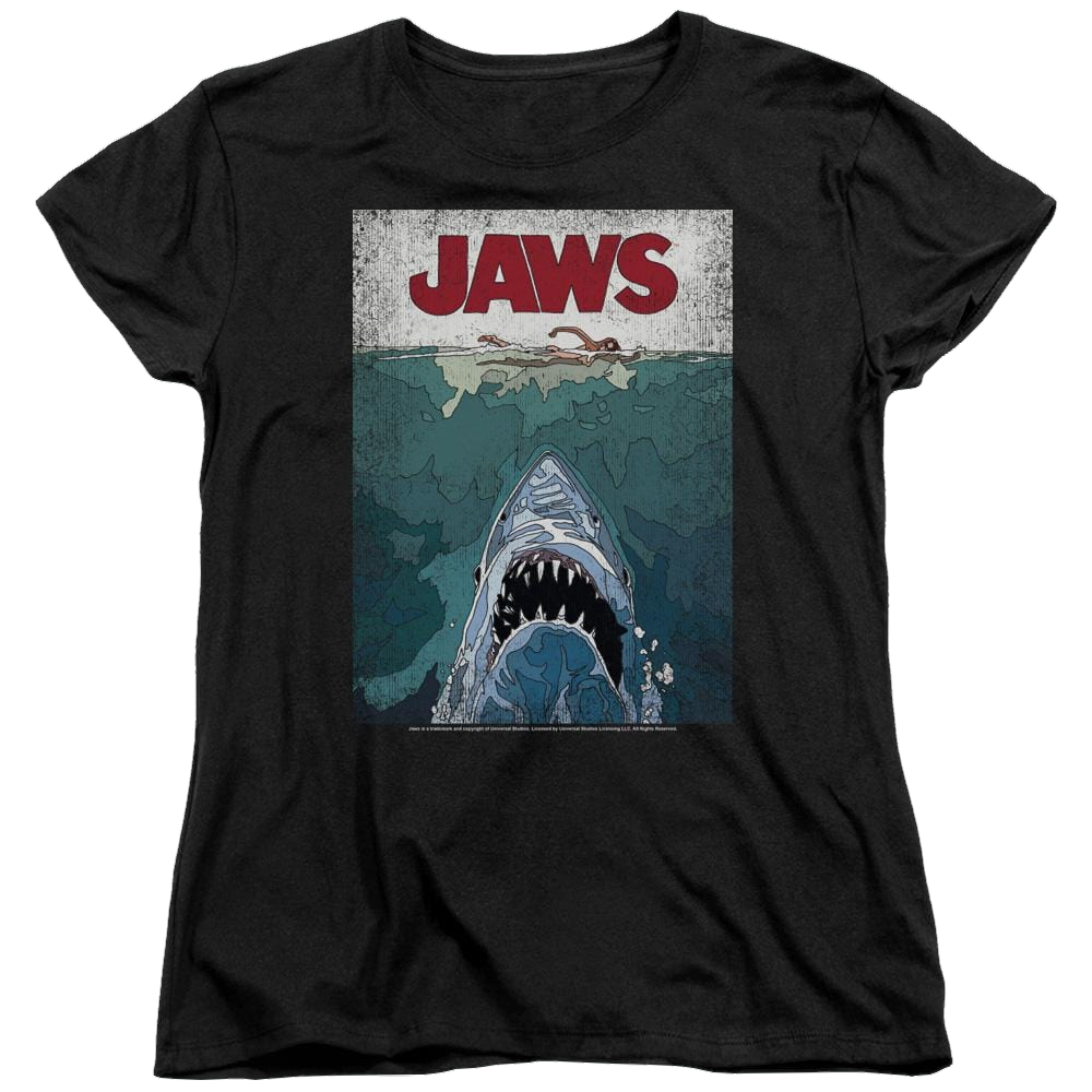 Jaws Lined Poster Women's T-Shirt Women's T-Shirt Jaws   