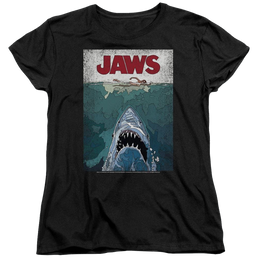 Jaws Lined Poster Women's T-Shirt Women's T-Shirt Jaws   