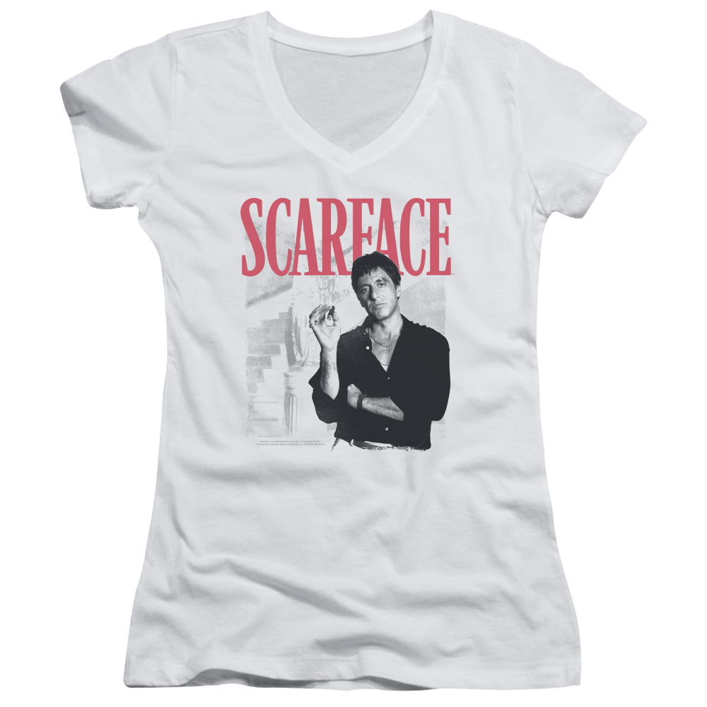 Scarface Stairway - Juniors V-Neck T-Shirt Juniors V-Neck T-Shirt Scarface   