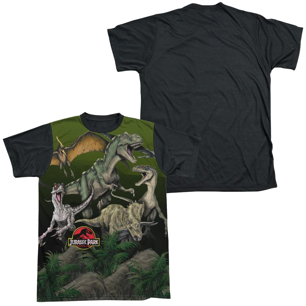 Jurassic Park Pack Of Dinos Men's Black Back T-Shirt Men's Black Back T-Shirt Jurassic Park   