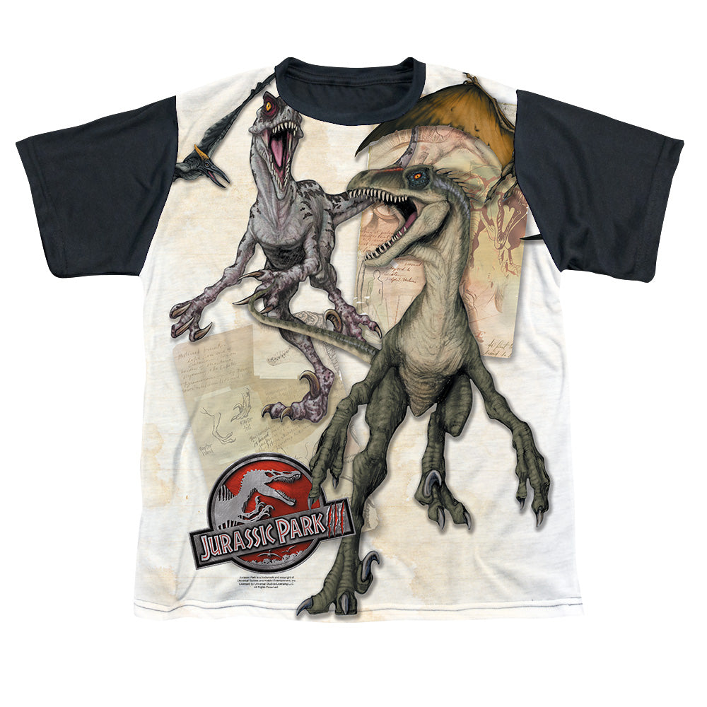 Jurassic Park Dino Drawings - Youth Black Back T-Shirt Youth Black Back T-Shirt (Ages 8-12) Jurassic Park   