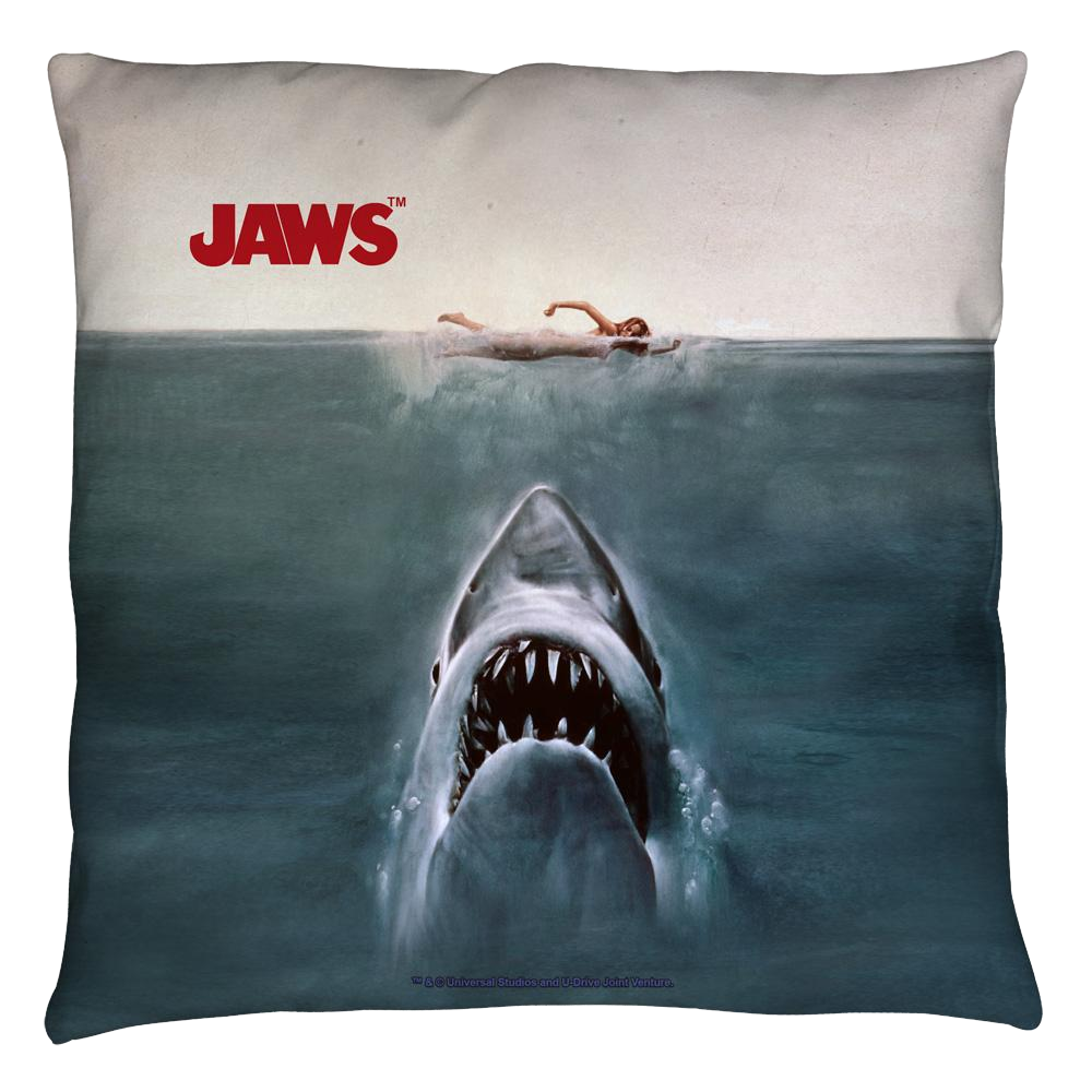 Jaws - Jaws Poster Throw Pillow Throw Pillows Jaws   
