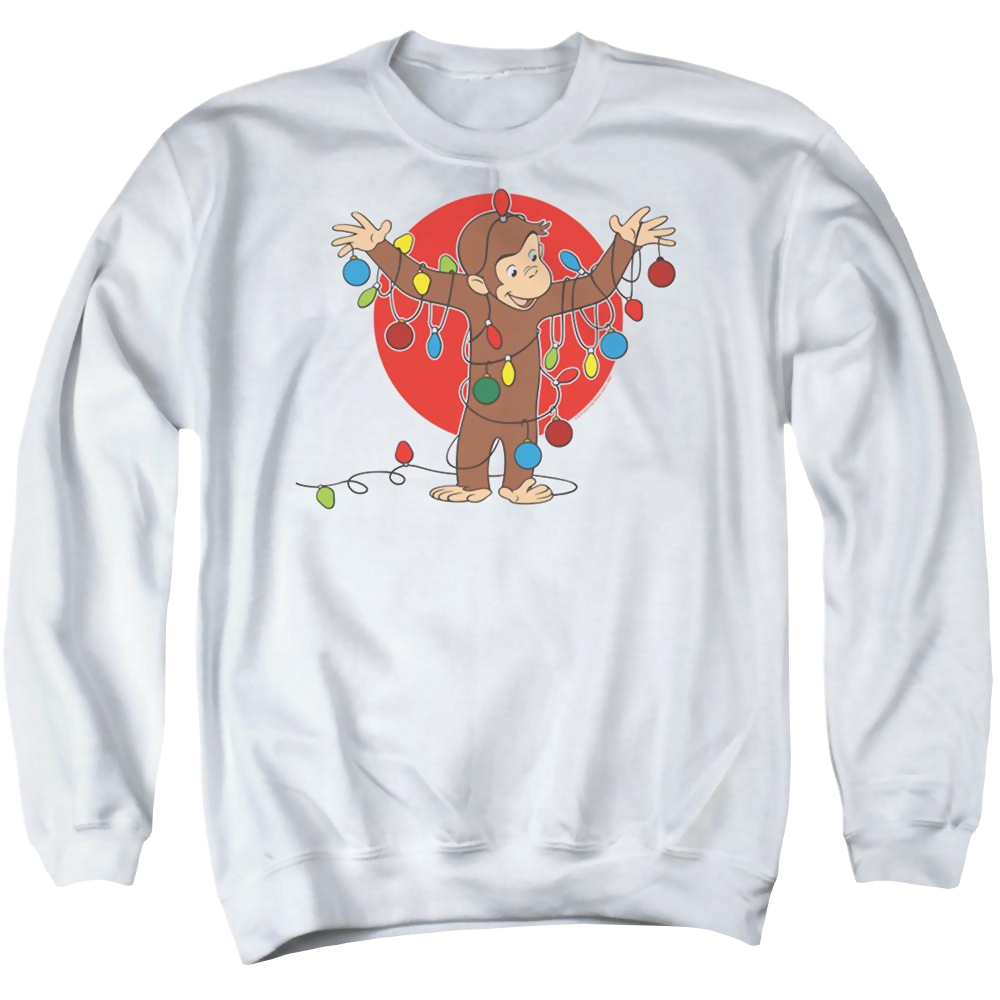 Curious George Lights - Men's Crewneck Sweatshirt Men's Crewneck Sweatshirt Curious George   