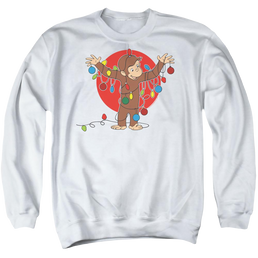 Curious George Lights - Men's Crewneck Sweatshirt Men's Crewneck Sweatshirt Curious George   