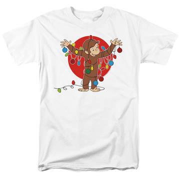 White men's regular fit t-shirt with Curious George Lights graphic