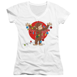 Curious George Lights - Juniors V-Neck T-Shirt Juniors V-Neck T-Shirt Curious George   