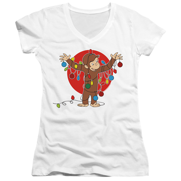 Curious George Lights - Juniors V-Neck T-Shirt Juniors V-Neck T-Shirt Curious George   