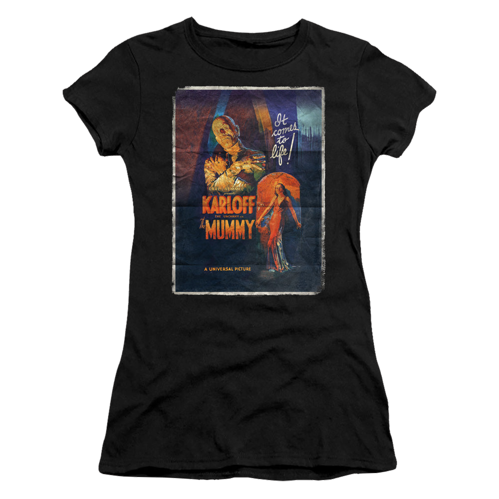 Universal Monsters Mummy One Sheet - Juniors T-Shirt Juniors T-Shirt Universal Monsters   