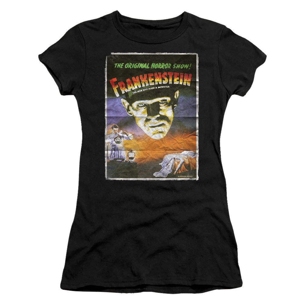 Universal Monsters Frankenstein One Sheet - Juniors T-Shirt Juniors T-Shirt Universal Monsters   