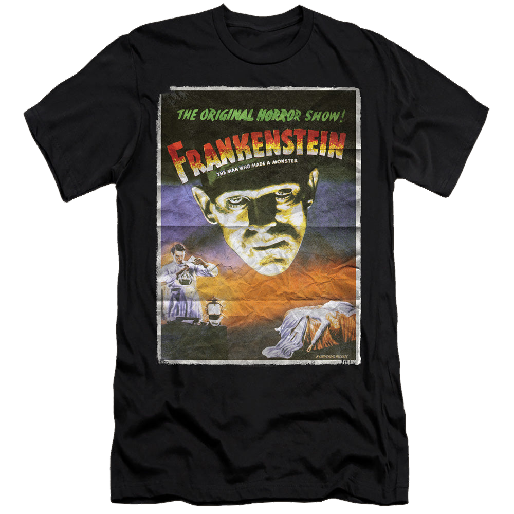 Universal Monsters Frankenstein One Sheet - Men's Premium Slim Fit T-Shirt Men's Premium Slim Fit T-Shirt Universal Monsters   