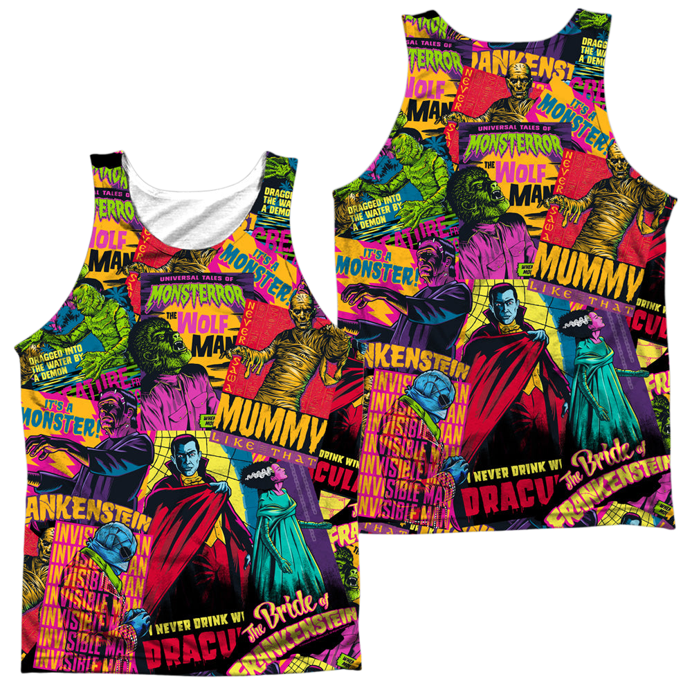 Universal Monsters Poster Mash (Front/Back Print) - Men's All Over Print Tank Top Men's All Over Print Tank Universal Monsters   