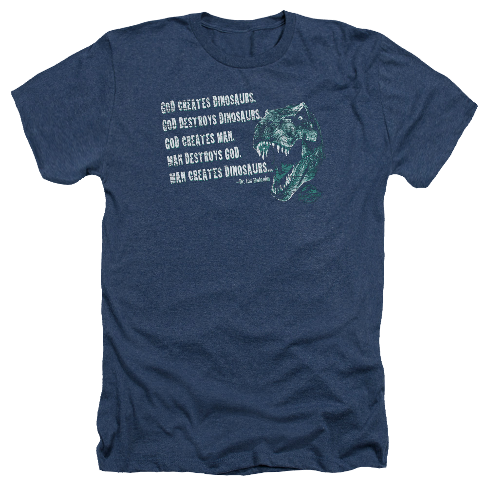 Jurassic Park God Creates Dinosaurs Men's Heather T-Shirt Men's Heather T-Shirt Jurassic Park   