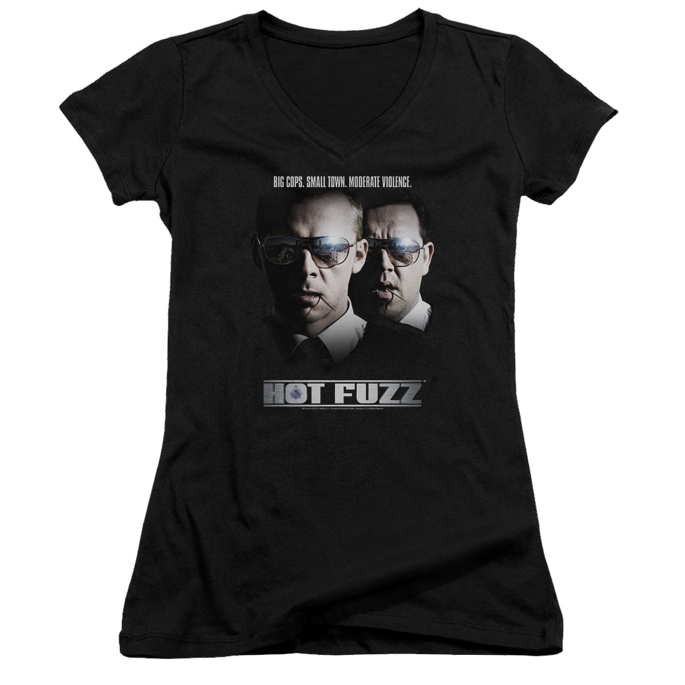 Hot Fuzz Big Cops - Juniors V-Neck T-Shirt Juniors V-Neck T-Shirt Hot Fuzz   
