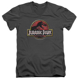 Jurassic Park Stone Logo Men's V-Neck T-Shirt Men's V-Neck T-Shirt Jurassic Park   