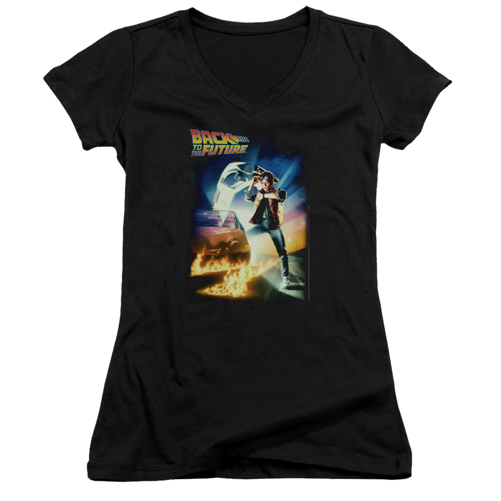 Back To The Future Poster - Juniors V-Neck T-Shirt Juniors V-Neck T-Shirt Back to the Future   