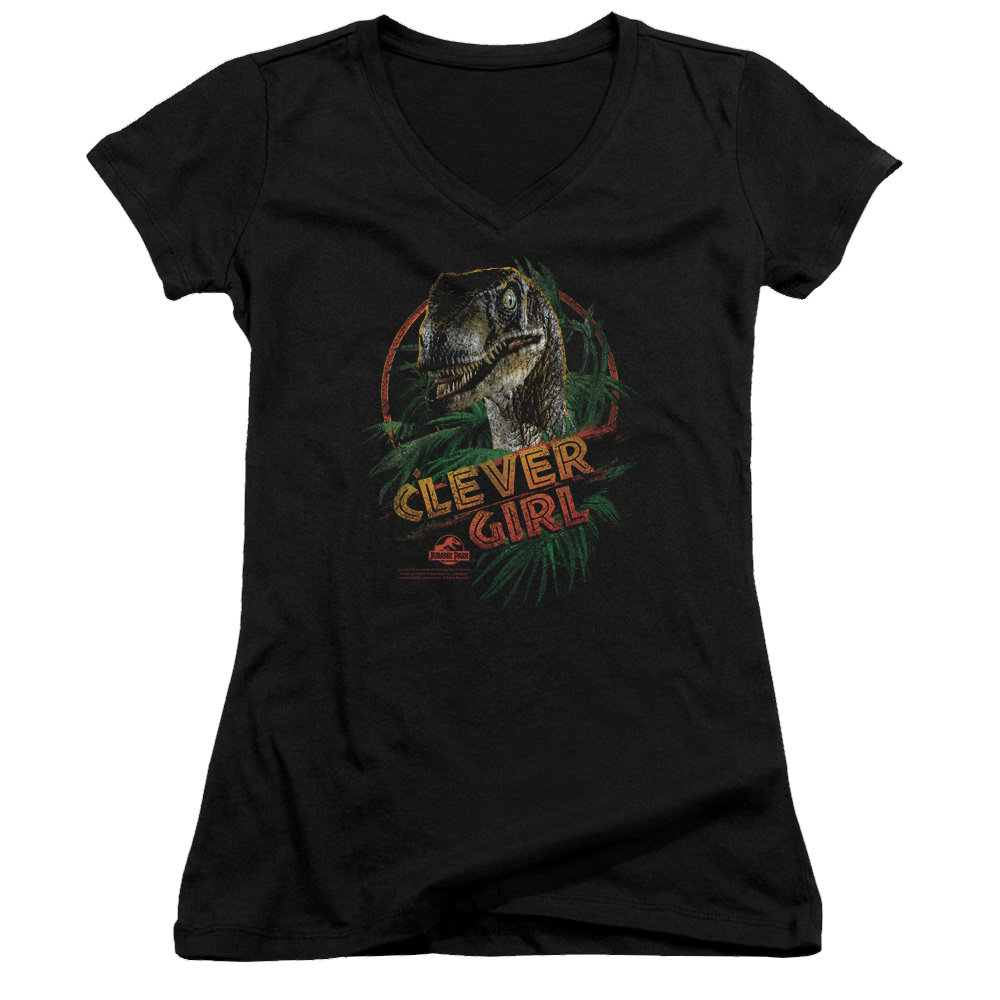 Jurassic Park Clever Girl Juniors V-Neck T-Shirt Juniors V-Neck T-Shirt Jurassic Park   
