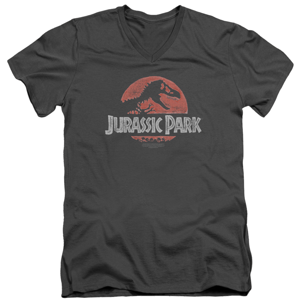 Jurassic Park Faded Logo Men's V-Neck T-Shirt Men's V-Neck T-Shirt Jurassic Park   