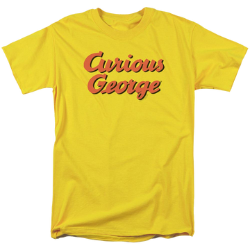 Yellow men's regular fit t-shirt with Curious George Logo graphic