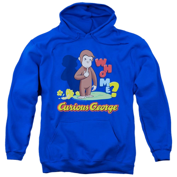 Royal pullover hoodie with Curious George Who Me graphic