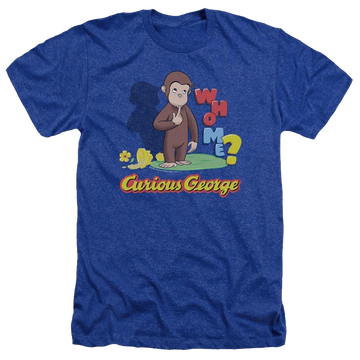 Royal men's heather t-shirt with Curious George Who Me graphic