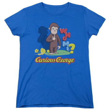Royal women's t-shirt with Curious George Who Me graphic