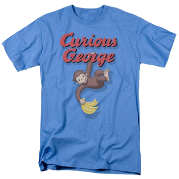 Carolina blue men's regular fit t-shirt with Curious George Hangin Out graphic
