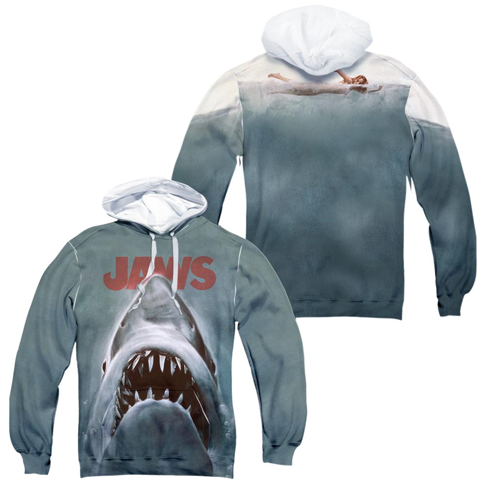 Jaws Poster - All-Over Print Pullover Hoodie All-Over Print Pullover Hoodie Jaws   