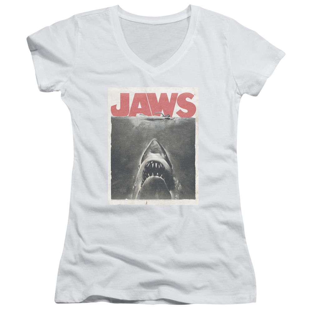 Jaws Classic Fear Juniors V-Neck T-Shirt Juniors V-Neck T-Shirt Jaws   
