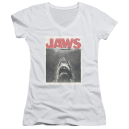 Jaws Classic Fear Juniors V-Neck T-Shirt Juniors V-Neck T-Shirt Jaws   