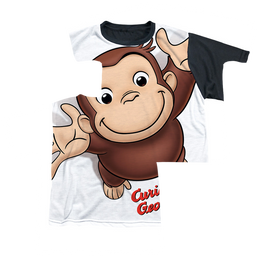 Curious George Hands In The Air - Youth Black Back T-Shirt Youth Black Back T-Shirt (Ages 8-12) Curious George   