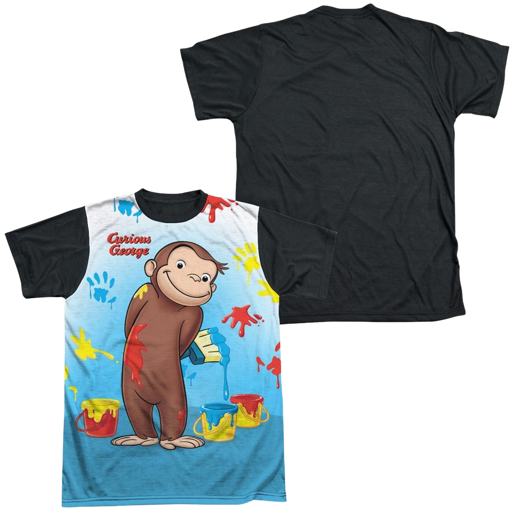 Curious George Paint All Over - Men's Black Back T-Shirt Men's Black Back T-Shirt Curious George   