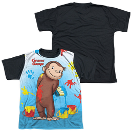 Curious George Paint All Over - Youth Black Back T-Shirt Youth Black Back T-Shirt (Ages 8-12) Curious George   