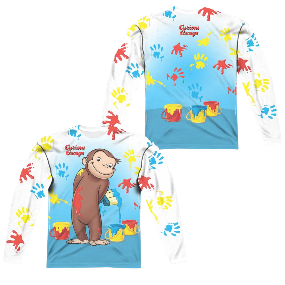 Curious George Paint All Over (Front/Back Print) - Men's All-Over Print Long Sleeve Men's All-Over Print Long Sleeve Curious George   
