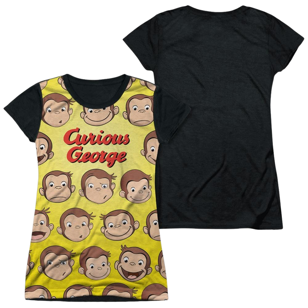Curious George Curious Faces - Juniors Black Back T-Shirt Juniors Black Back T-Shirt Curious George   