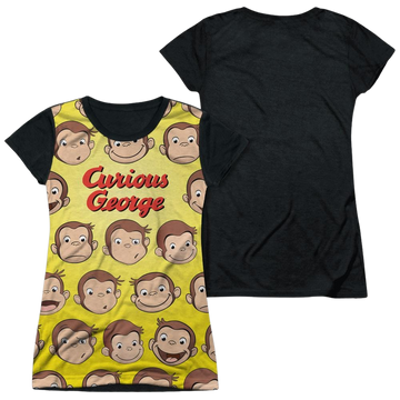 Curious George Curious Faces - Juniors Black Back T-Shirt Juniors Black Back T-Shirt Curious George   