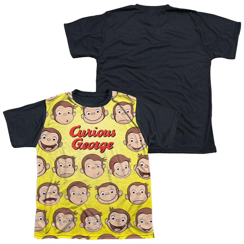 Curious George Curious Faces - Youth Black Back T-Shirt Youth Black Back T-Shirt (Ages 8-12) Curious George   