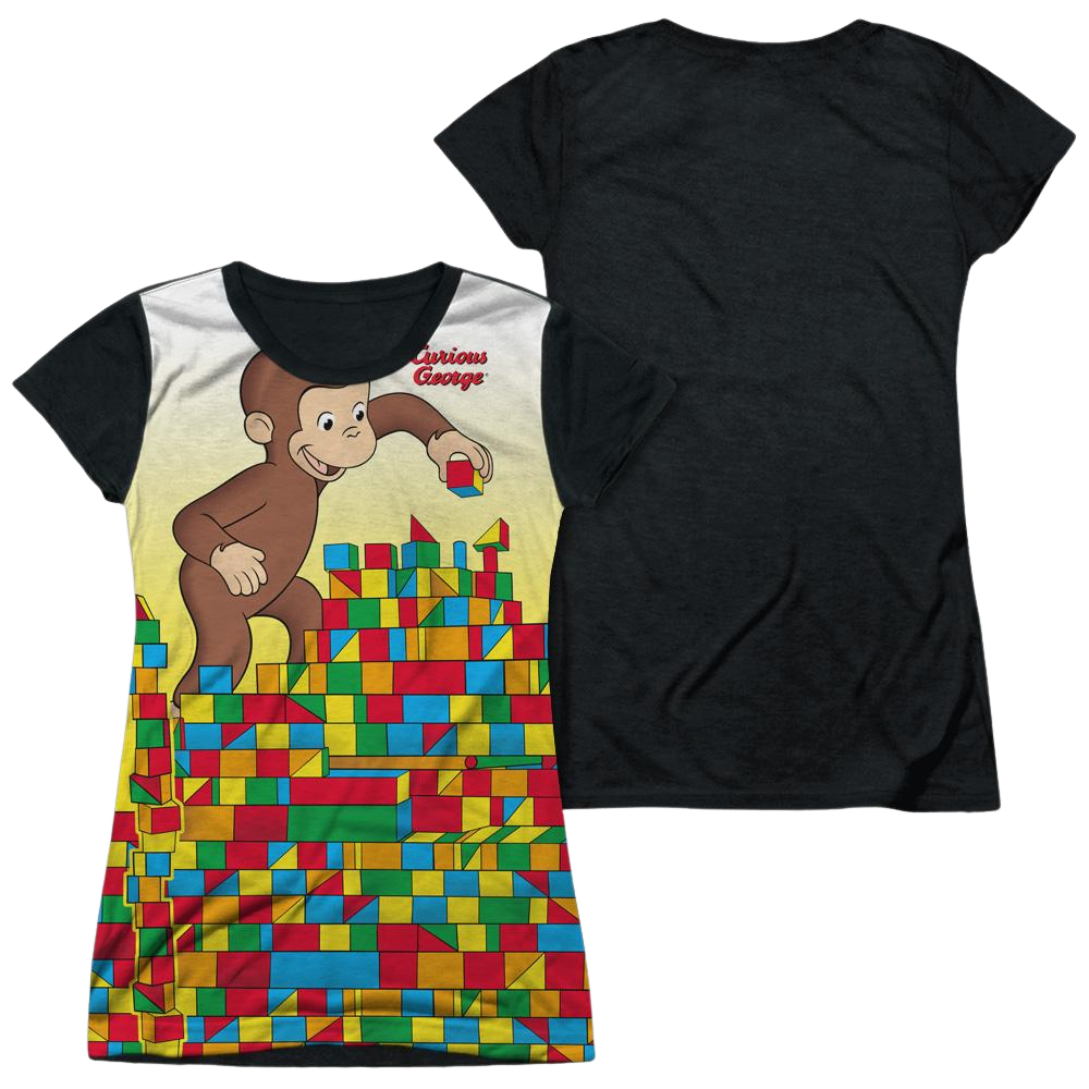 Curious George Building Blocks - Juniors Black Back T-Shirt Juniors Black Back T-Shirt Curious George   