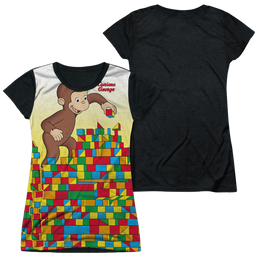Curious George Building Blocks - Juniors Black Back T-Shirt Juniors Black Back T-Shirt Curious George   