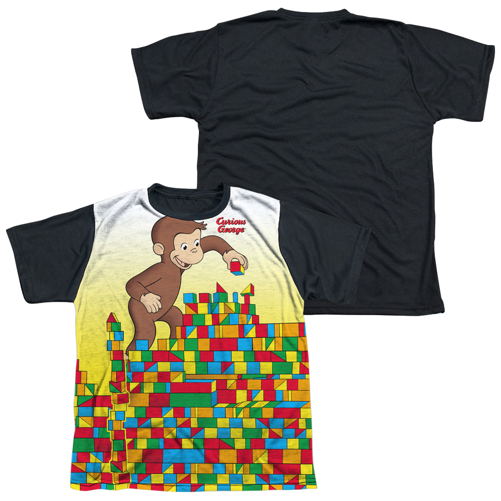 Curious George Building Blocks - Youth Black Back T-Shirt Youth Black Back T-Shirt (Ages 8-12) Curious George   