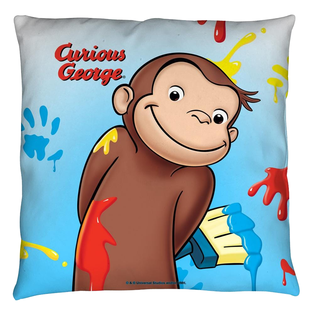 Curious George - Paint Throw Pillow Throw Pillows Curious George   