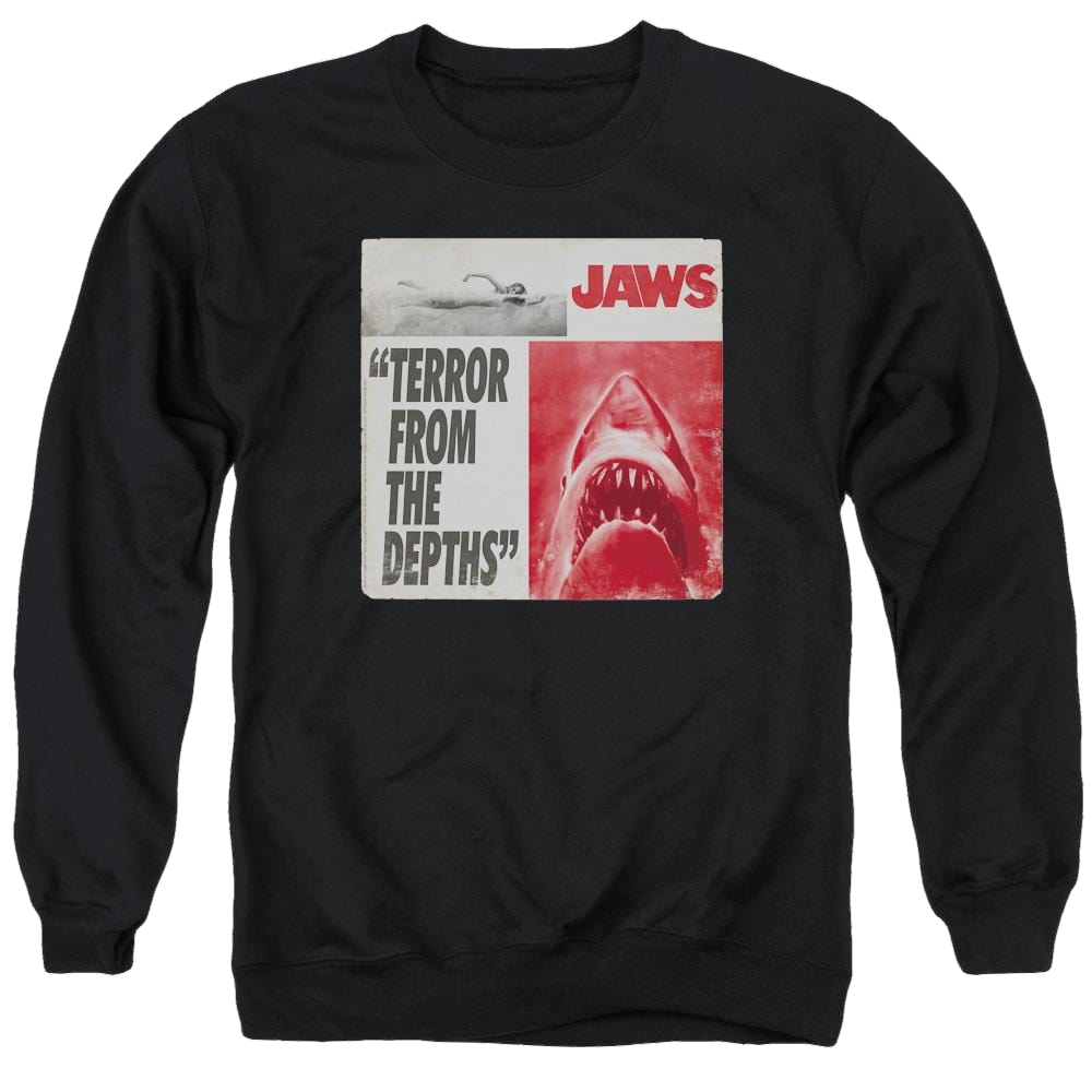 Jaws Terror Men's Crewneck Sweatshirt Men's Crewneck Sweatshirt Jaws   