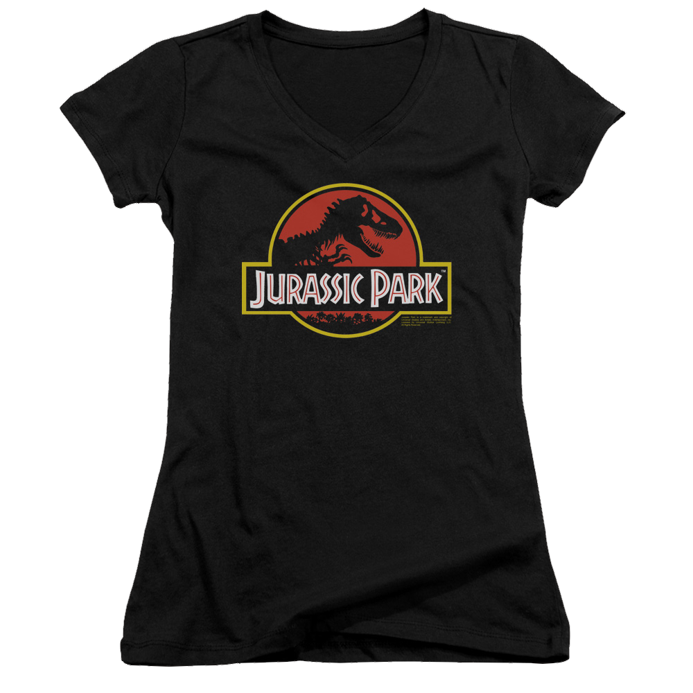 Jurassic Park Classic Logo Juniors V-Neck T-Shirt Juniors V-Neck T-Shirt Jurassic Park   